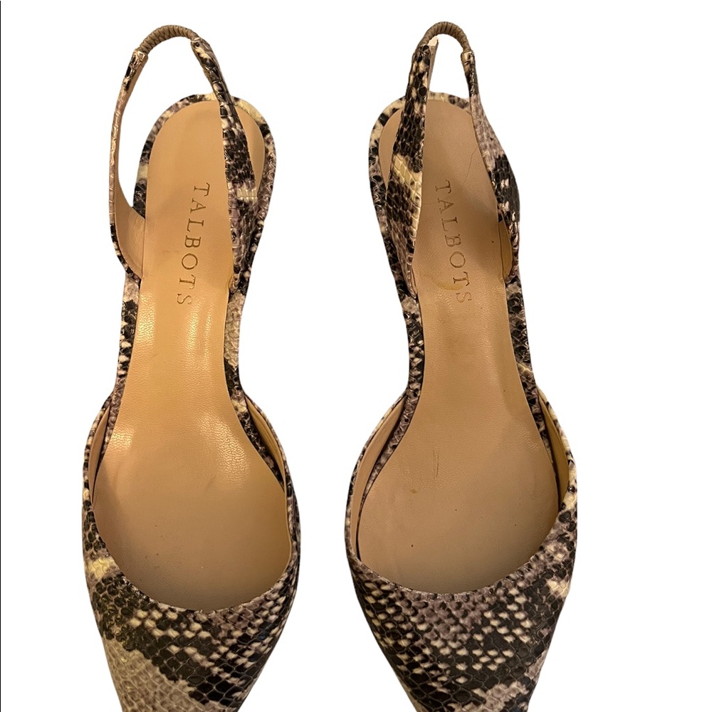 Talbots snake style design pointy sling back 2” heel